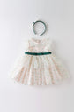 Summer Girl Baby Green Polka Dot Small Veil Skirt With Hair Band
