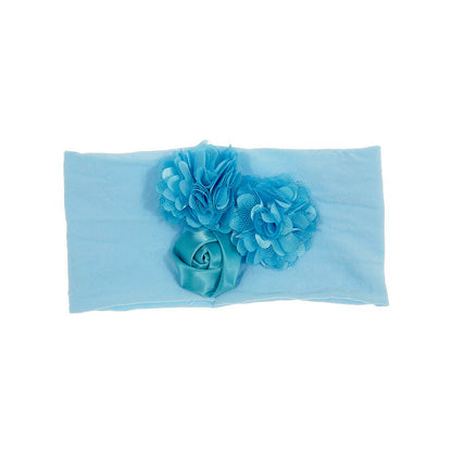 Satin Cloth Mesh Flower Rose Baby Headband